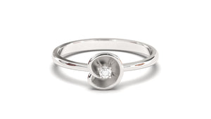 Flower Theme Ring with a Single Round White Diamond | Bloom Flora X