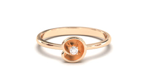Flower Theme Ring with a Single Round White Diamond | Bloom Flora X