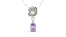 Load image into Gallery viewer, Pendant with Pearshape Amethyst and a Single Round White Diamond | Bloom Flora X
