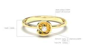 Flower Theme Ring with a Single Round White Diamond | Bloom Flora X