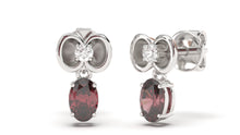 Load image into Gallery viewer, Earrings with Oval Garnet and Round White Diamonds | Bloom Flora XI
