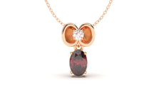 Load image into Gallery viewer, Pendant with Oval Garnet and a Single Round White Diamond | Bloom Flora XI
