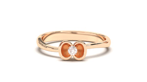 Flower Theme Ring with a Single Round White Diamond | Bloom Flora XI