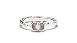 Flower Theme Ring with a Single Round White Diamond | Bloom Flora XI