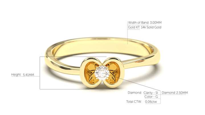 Flower Theme Ring with a Single Round White Diamond | Bloom Flora XI