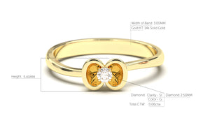 Flower Theme Ring with a Single Round White Diamond | Bloom Flora XI