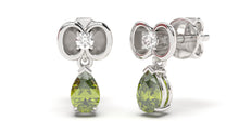 Load image into Gallery viewer, Earrings Flower Theme with Round White Diamond and Pearshape Peridot | Bloom Flora XII
