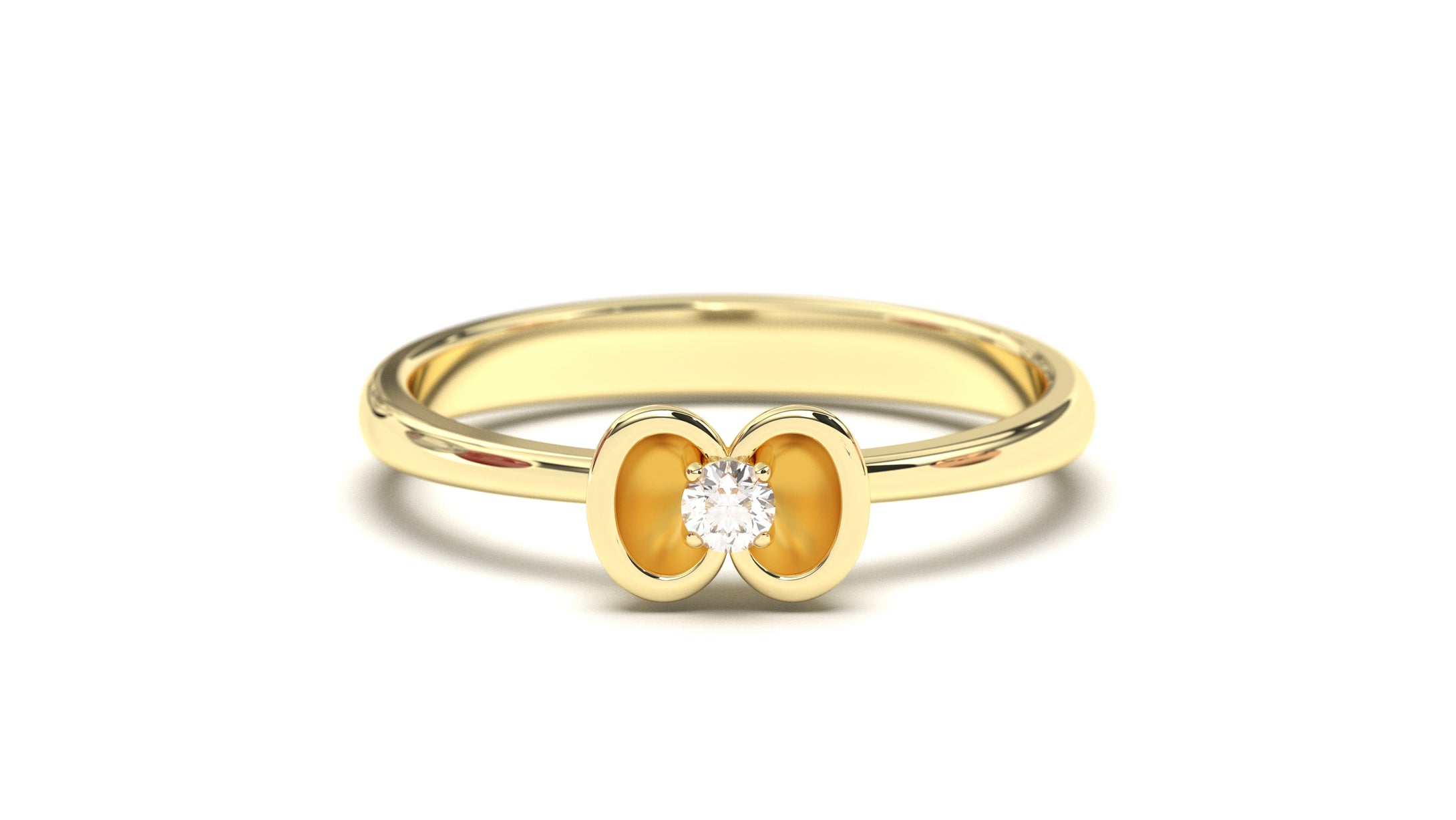 Flower Theme Ring with a Single Round White Diamond | Bloom Flora XII
