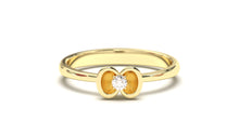 Load image into Gallery viewer, Flower Theme Ring with a Single Round White Diamond | Bloom Flora XII
