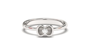 Flower Theme Ring with a Single Round White Diamond | Bloom Flora XII