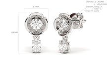 Load image into Gallery viewer, Flower Theme Earrings with Pearshape and Round White Diamonds | Bloom Flora XIII
