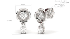 Flower Theme Earrings with Pearshape and Round White Diamonds | Bloom Flora XIII
