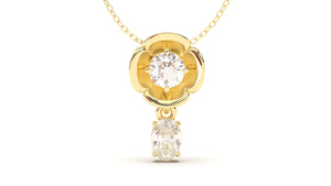 Pendant Flower Theme with Round and Pearshape White Diamonds | Bloom Flora XIII