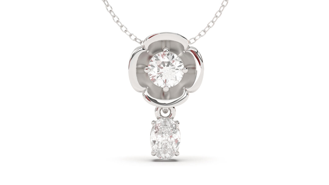 Pendant Flower Theme with Round and Pearshape White Diamonds | Bloom Flora XIII