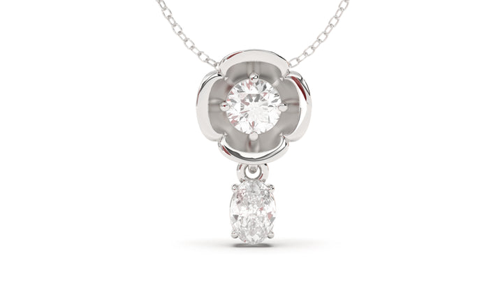 Pendant Flower Theme with Round and Pearshape White Diamonds | Bloom Flora XIII