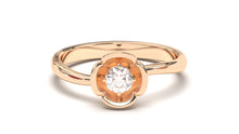 Load image into Gallery viewer, Flower Theme Ring with a Single Round White Diamond | Bloom Flora XIII
