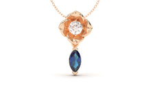 Load image into Gallery viewer, Pendant Flower Theme with Single Round White Diamond and Marquise Blue Sapphire | Bloom Flora XIV
