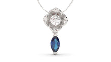 Load image into Gallery viewer, Pendant Flower Theme with Single Round White Diamond and Marquise Blue Sapphire | Bloom Flora XIV
