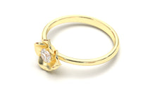 Load image into Gallery viewer, Flower Theme Ring with a Single Round White Diamond | Bloom Flora XIV
