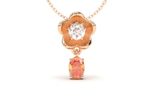 Load image into Gallery viewer, Pendant Flower Theme with Round White Diamond and Oval Orange Sapphire | Bloom Flora XV
