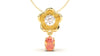 Pendant Flower Theme with Round White Diamond and Oval Orange Sapphire | Bloom Flora XV