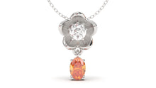 Load image into Gallery viewer, Pendant Flower Theme with Round White Diamond and Oval Orange Sapphire | Bloom Flora XV
