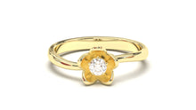 Load image into Gallery viewer, Flower Theme Ring with a Single Round White Diamond | Bloom Flora XV
