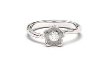 Load image into Gallery viewer, Flower Theme Ring with a Single Round White Diamond | Bloom Flora XV
