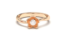 Load image into Gallery viewer, Flower Theme Ring with a Single Round White Diamond | Bloom Flora XV
