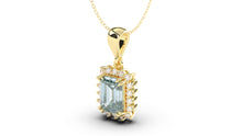Load image into Gallery viewer, Vintage Style Pendant with Emerald Cut Aquamarine Complimented by White Round Diamonds | Heritage Retro I
