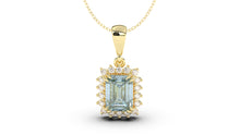 Load image into Gallery viewer, Vintage Style Pendant with Emerald Cut Aquamarine Complimented by White Round Diamonds | Heritage Retro I
