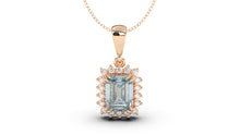 Load image into Gallery viewer, Vintage Style Pendant with Emerald Cut Aquamarine Complimented by White Round Diamonds | Heritage Retro I
