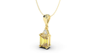 Vintage Style Pendant with Oval Cut Citrine and a Single Trilliant White Diamond | Heritage Retro III