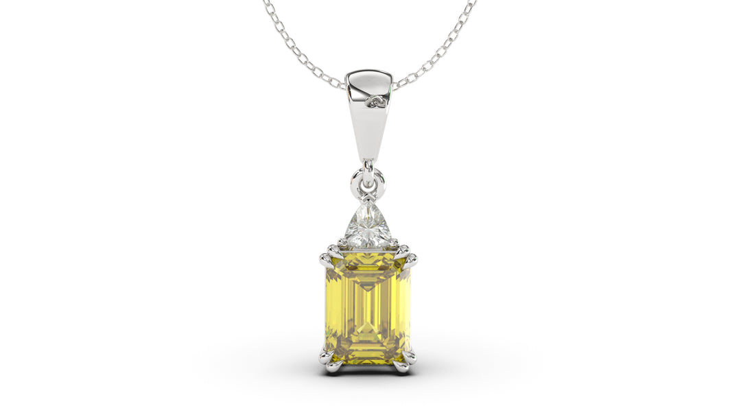 Vintage Style Pendant with Oval Cut Citrine and a Single Trilliant White Diamond | Heritage Retro III