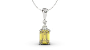 Vintage Style Pendant with Oval Cut Citrine and a Single Trilliant White Diamond | Heritage Retro III