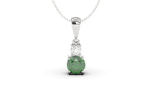 Load image into Gallery viewer, Vintage Style Pendant with Round Emerald and a White Round Diamond  | Heritage Retro IV
