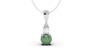 Vintage Style Pendant with Round Emerald and a White Round Diamond  | Heritage Retro IV