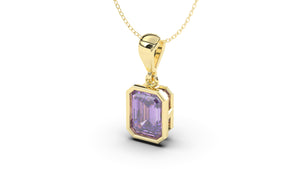 Vintage Style Pendant with Emerald Cut Amethyst set in Bezel Setting | Heritage Retro V