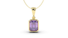 Load image into Gallery viewer, Vintage Style Pendant with Emerald Cut Amethyst set in Bezel Setting | Heritage Retro V
