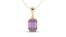 Load image into Gallery viewer, Vintage Style Pendant with Emerald Cut Amethyst set in Bezel Setting | Heritage Retro V
