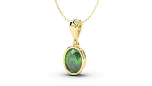 Vintage Style Pendant with Oval Shape Tsavorite set in Bezel Setting | Heritage Retro VI