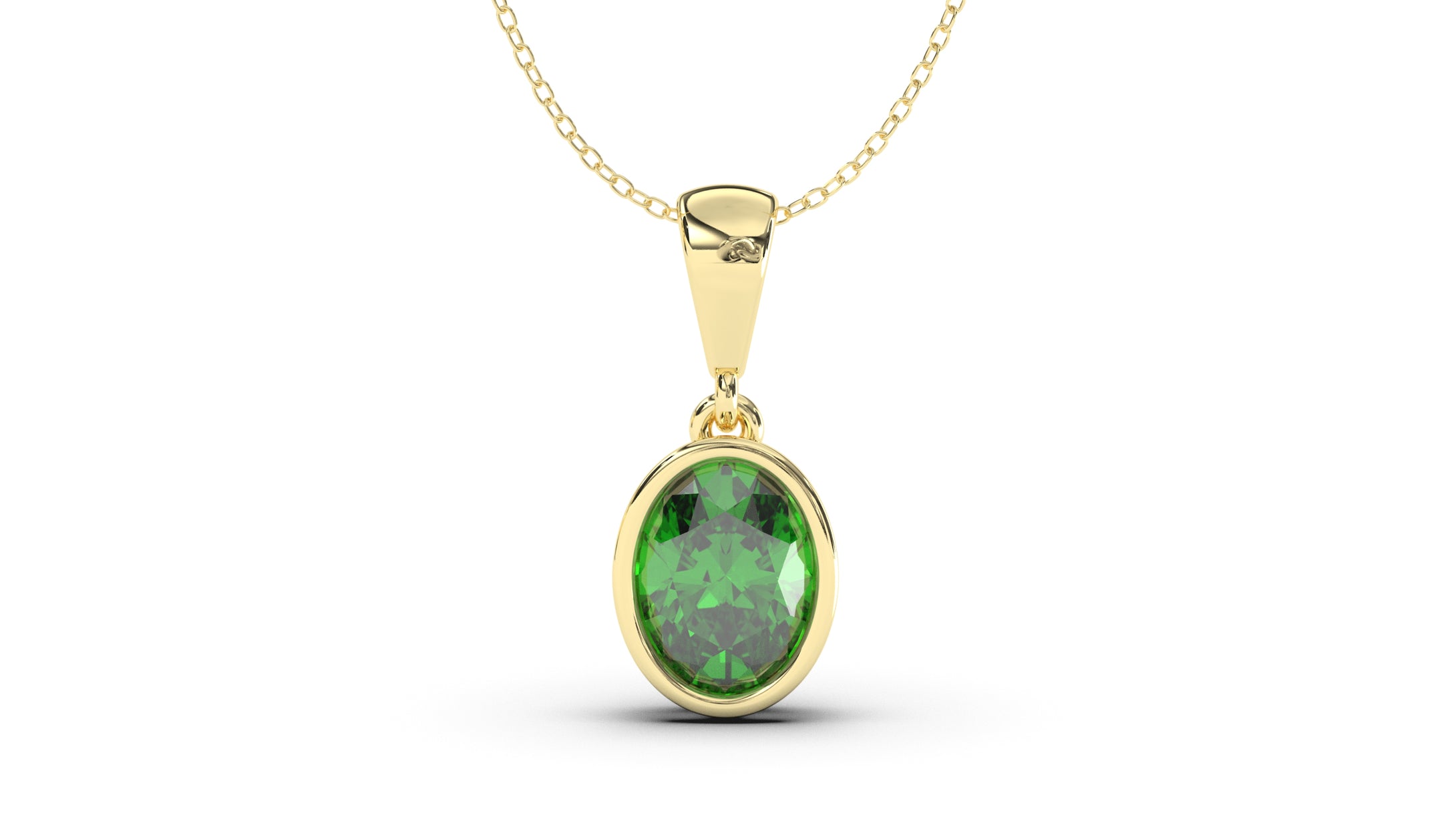 Vintage Style Pendant with Oval Shape Tsavorite set in Bezel Setting | Heritage Retro VI