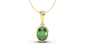 Vintage Style Pendant with Oval Shape Tsavorite set in Bezel Setting | Heritage Retro VI