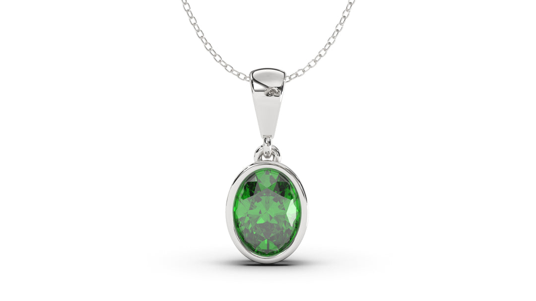 Vintage Style Pendant with Oval Shape Tsavorite set in Bezel Setting | Heritage Retro VI