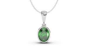 Vintage Style Pendant with Oval Shape Tsavorite set in Bezel Setting | Heritage Retro VI