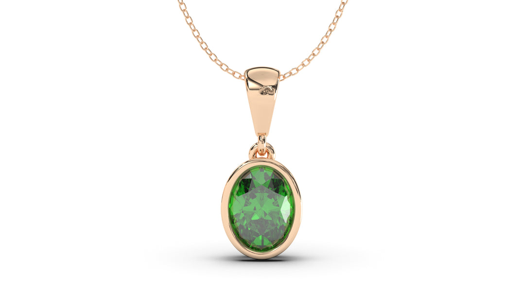 Vintage Style Pendant with Oval Shape Tsavorite set in Bezel Setting | Heritage Retro VI