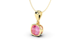 Vintage Style Pendant with Cushion Cut Pink Sapphire set in Bezel Setting | Heritage Retro VII