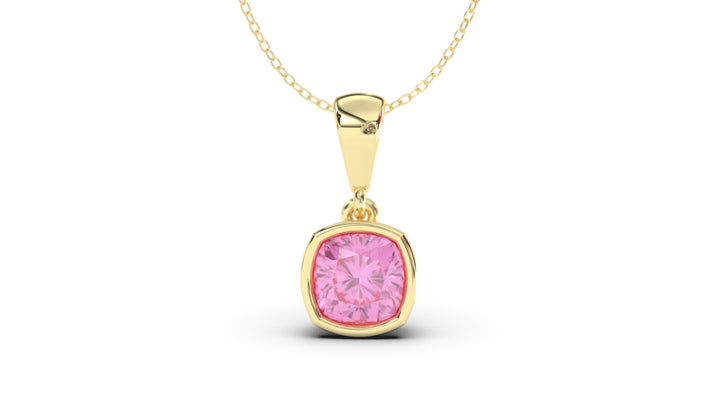 Vintage Style Pendant with Cushion Cut Pink Sapphire set in Bezel Setting | Heritage Retro VII
