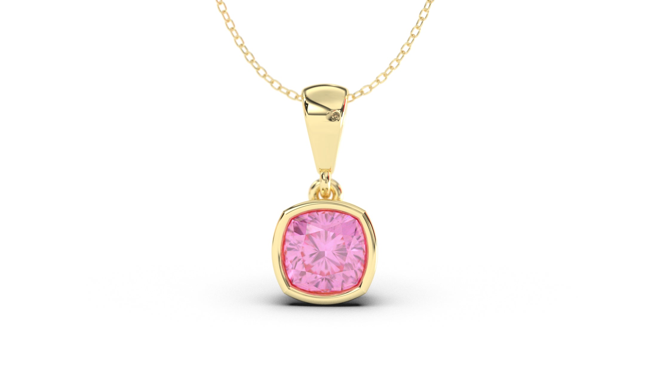 Vintage Style Pendant with Cushion Cut Pink Sapphire set in Bezel Setting | Heritage Retro VII