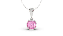 Load image into Gallery viewer, Vintage Style Pendant with Cushion Cut Pink Sapphire set in Bezel Setting | Heritage Retro VII
